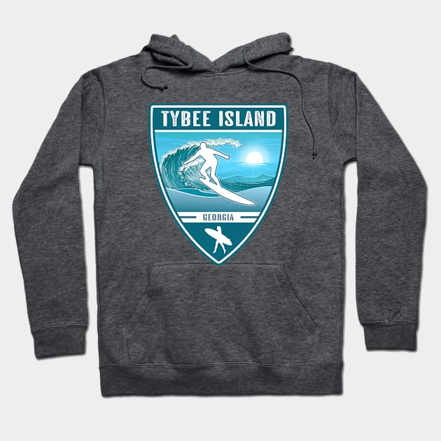 Surf Tybee Island Georgia Hoodie by Jared S Davies